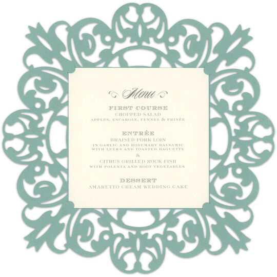 Seafoam Medallion Die-cut Frame Invitations